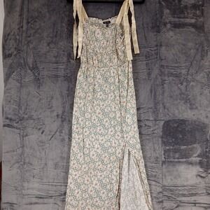 Lily Rose Dress Womens Large Floral Daisies Maxi Slit Strappy Boho Summer Rayon